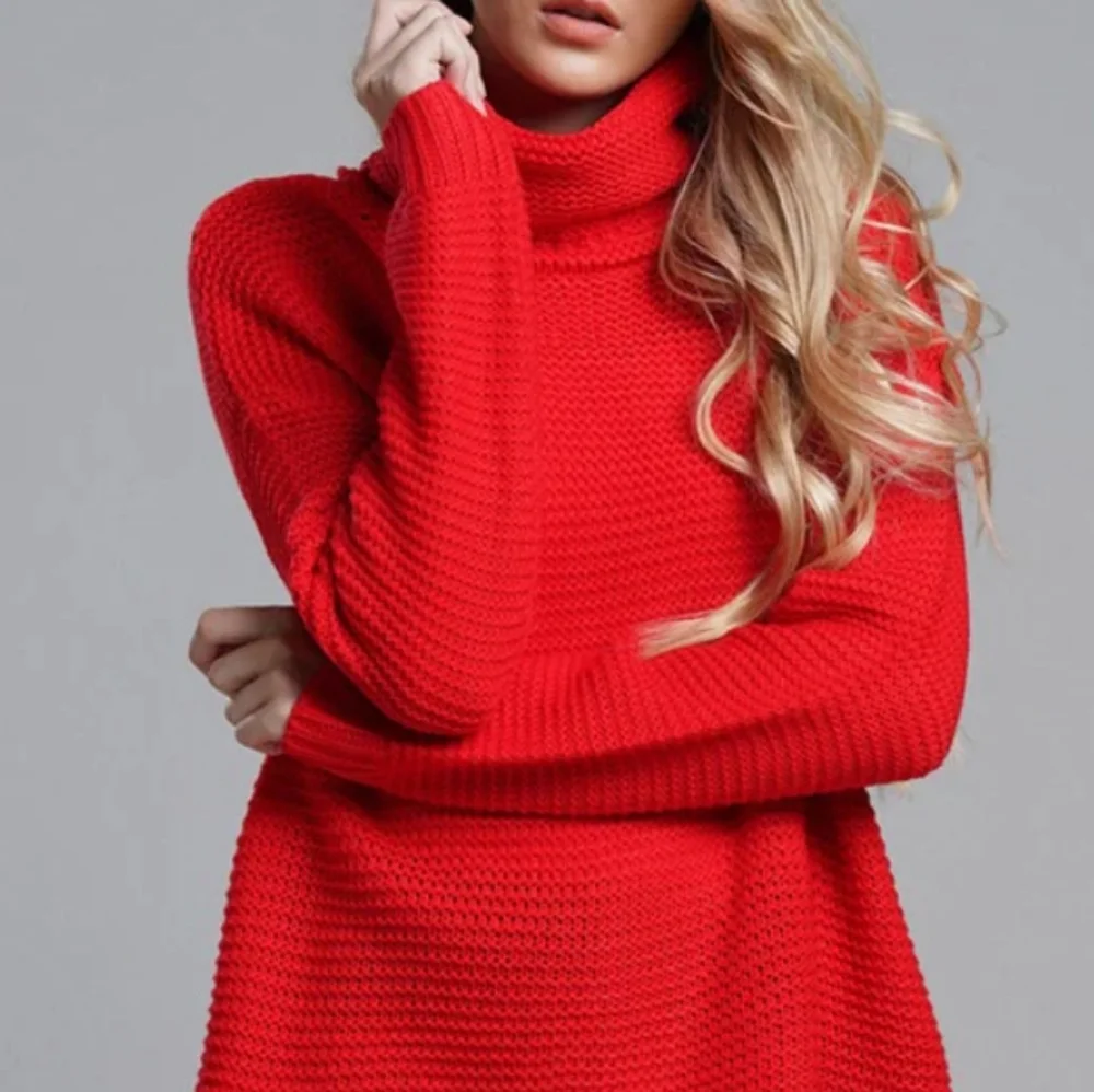 "Host Pick" New Warm Comfy Ribbed Red Winter Fall Turtleneck Sweater - Picture 6 of 8